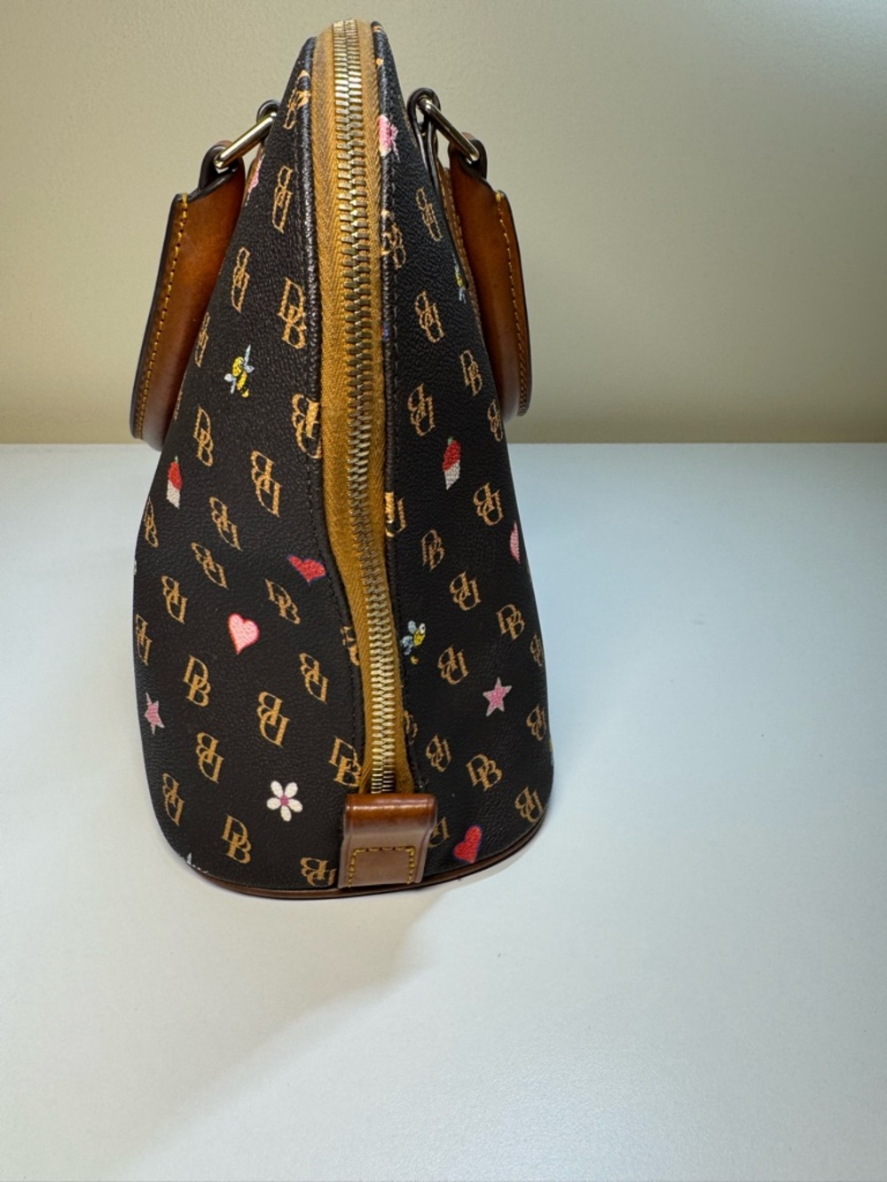 Dooney & Bourke Gretta Novelty Print Satchel with Pink Hearts & Cupcakes - Picture 4 of 13